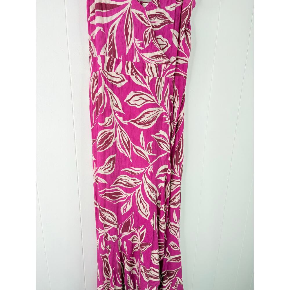 Band of the Free Pink Floral Smocked Maxi Dress Medium Tropical Leaf - Picture 3 of 9
